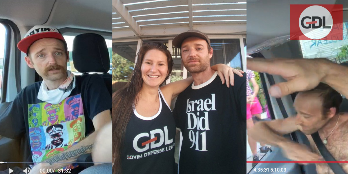 three photos of vincent bertinelli. the center photo features vincent and his wife briana bertinelli in goyim defense league shirts