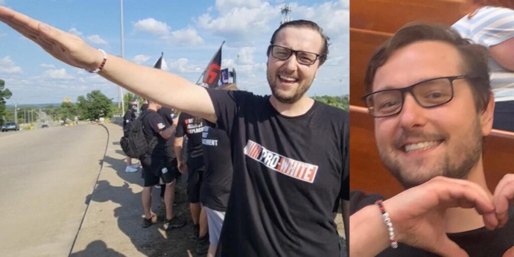 two photos of antoni knezovic of goyim defense league nazi group