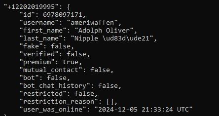 a phone number and output mathcing to handle @ameriwaffen on telegram