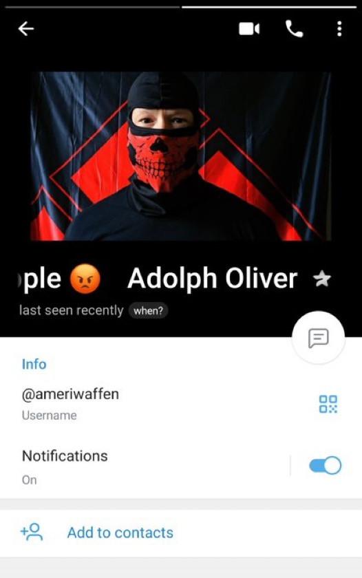 @ameriwaffen telegram profile calling himself adolph oliver niples what a loser