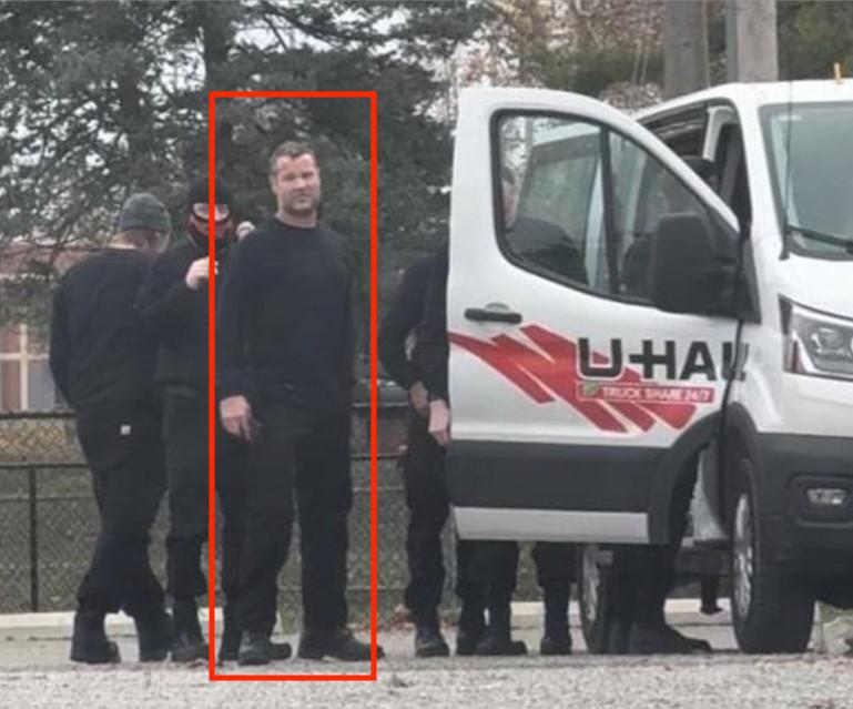 michael lee francis standing outside the uhaul before hate march in columbus, ohio